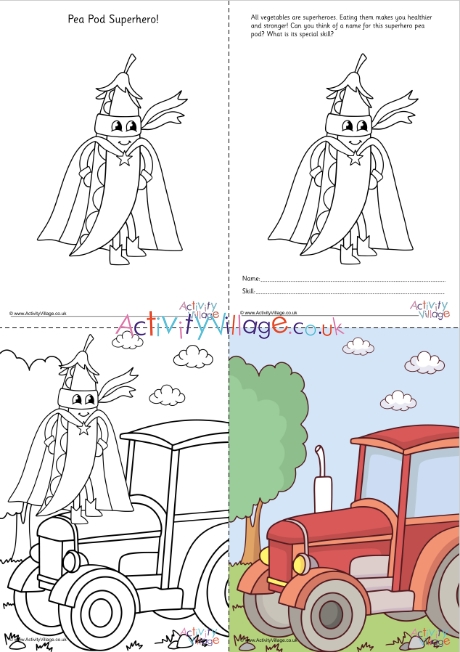 Pea Pod Superhero colouring set