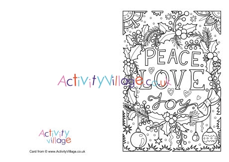 Peace love joy colouring card