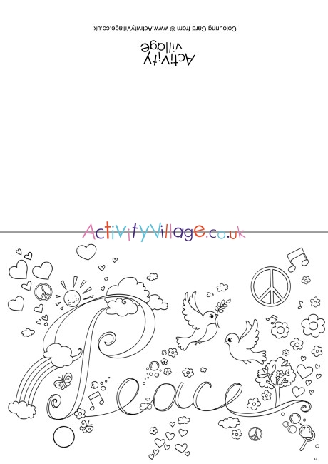 Peace Word Colouring Card