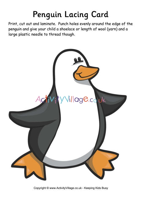Penguin lacing card 2