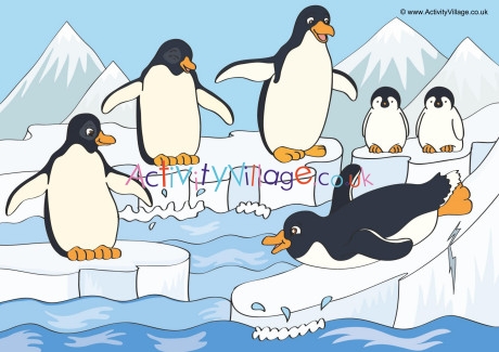 Penguins Scene Poster