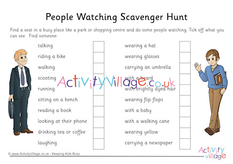 People Watching Scavenger Hunt