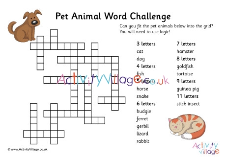 Pet Animal Word Challenge