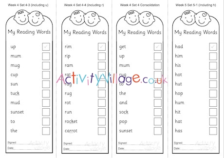 Phase Two reading practice slips
