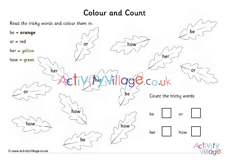 Phase 3 autumn leaf tricky word colour and count 2