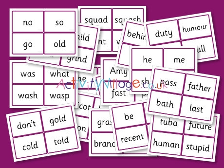 Phase Five word cards - Known Graphemes - alternative pronounciation - set 1