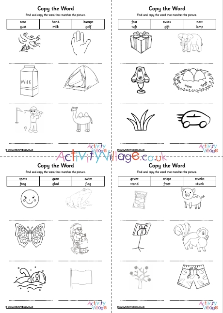 Phase Four copy the word worksheets using sets 1 to 7 letters