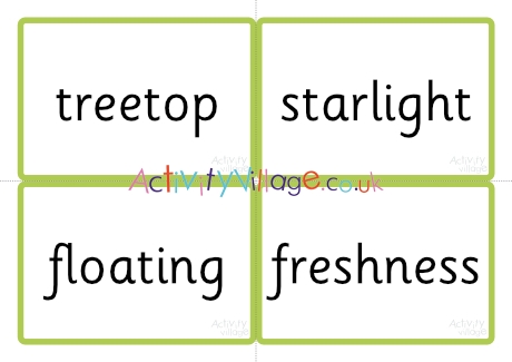 Phase Four word cards - CCV and CCVC polysyllabic words