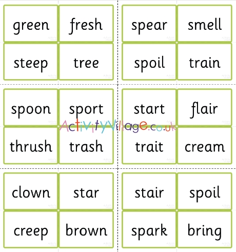 Phase Four word cards - CVV and CCVC words using Phase Three graphemes