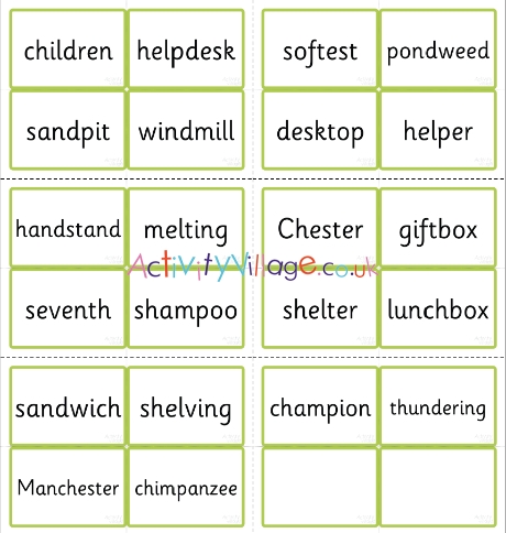 Phase Four word cards - CVCC polysyllabic words