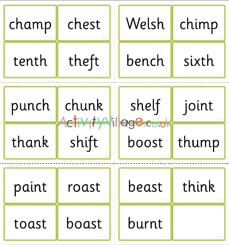 Phase Four word cards - CVCC words using Phase Three graphemes