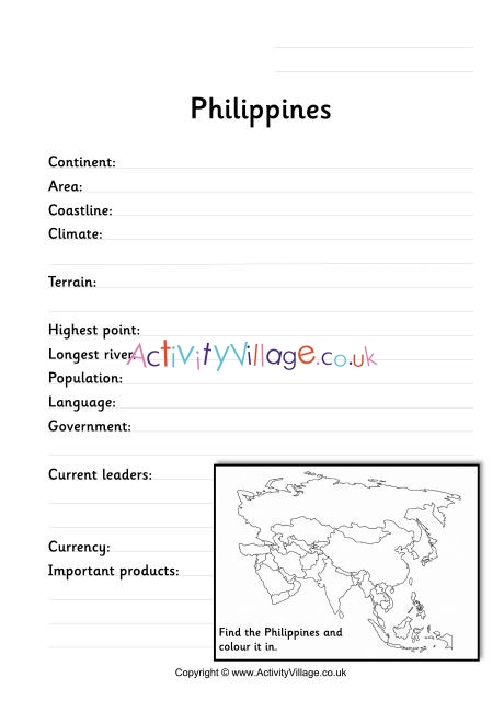 Philippines Fact Worksheet