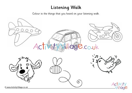 Phonics Phase One Listening Walk Colour In