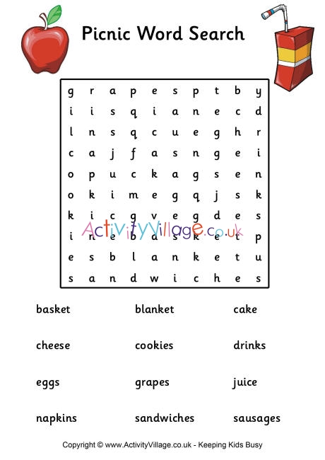 Picnic word search - Easy