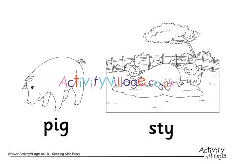 Pig and Sty Colouring Page