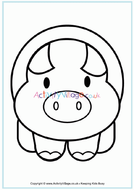 Pig colouring page