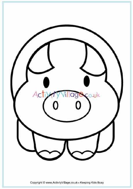 Pig colouring page