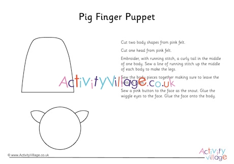 Pig finger puppet template