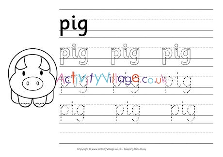Pig handwriting worksheet