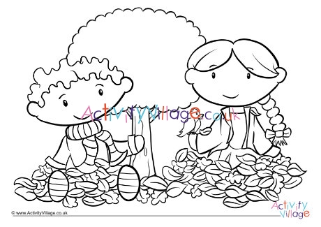 Piles Of Autumn Leaves Colouring Page