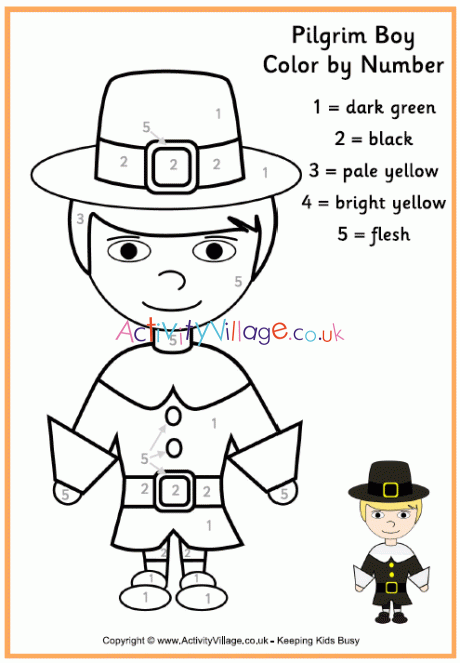 Pilgrim boy colour by number