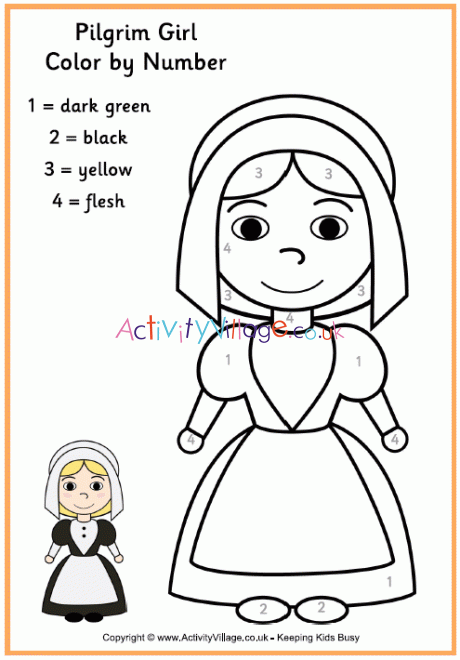 Pilgrim girl colour by number