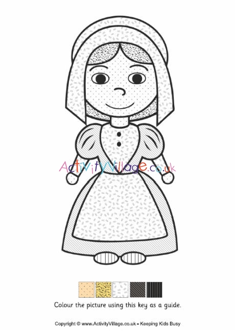 Pilgrim girl - colour by pattern