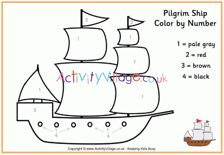 Pilgrim ship colour by number