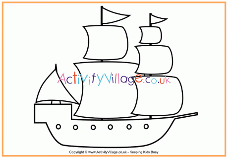 Pilgrim ship colouring page