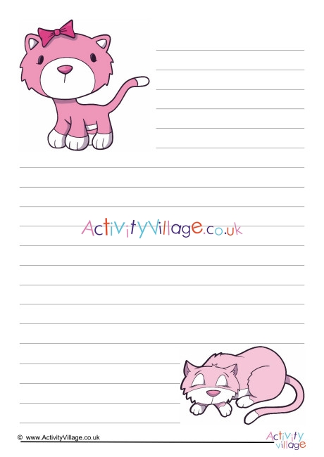 Pink Cat Writing Paper