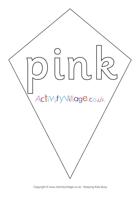 Pink kite colouring page