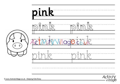 Pink Handwriting Worksheet