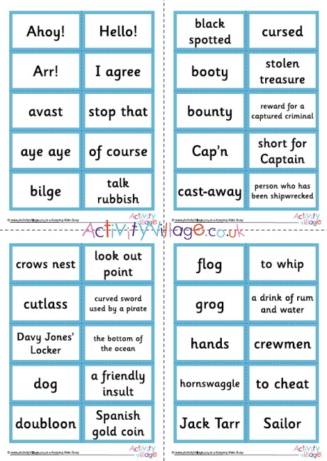 Pirate Lingo Cards