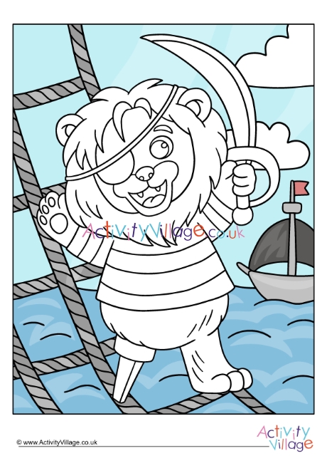 Pirate lion colour pop colouring page