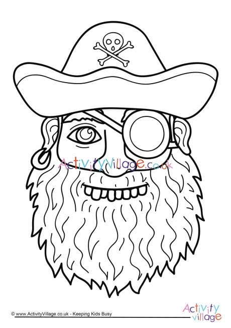 Pirate mask colouring page