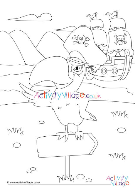 Pirate parrot colouring page