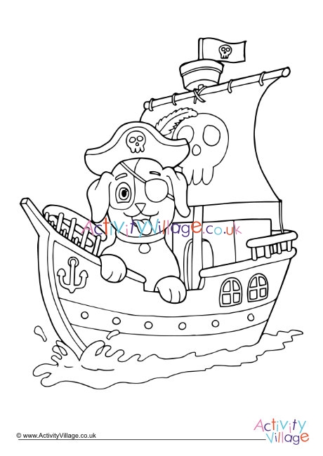 Pirate puppy colouring page