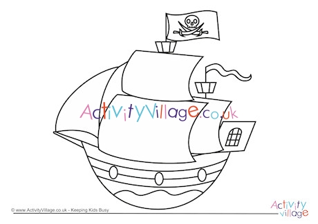 Pirate Ship Colouring Page 1