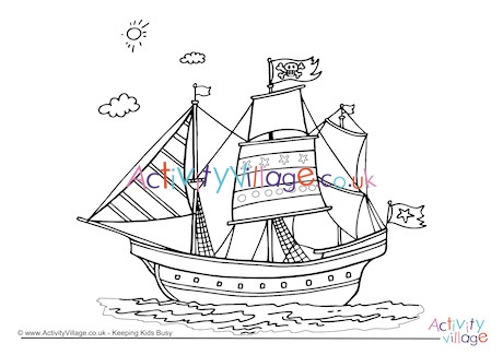 Pirate Ship Colouring Page 2