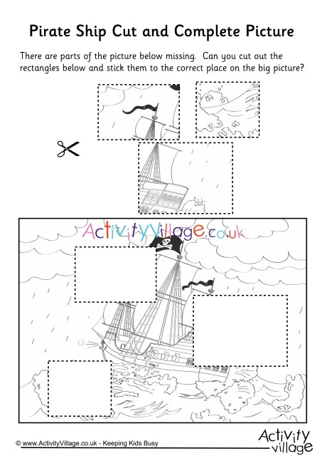 Pirate Ship Cut and Complete the Picture