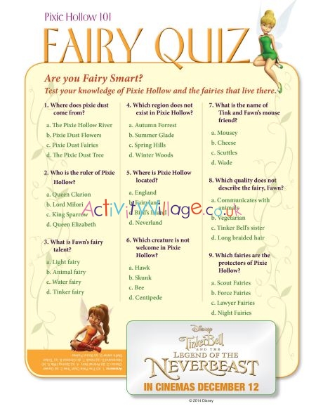 Pixie Hollow fairy quiz