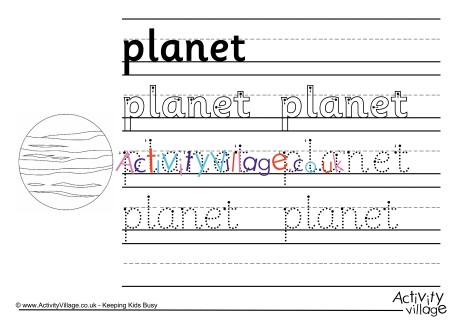 Planet handwriting worksheet