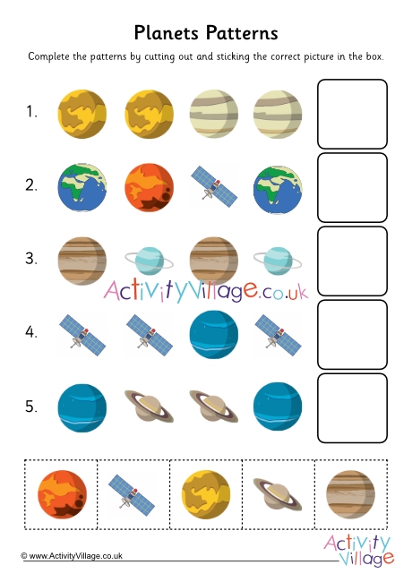 Planets patterns worksheet