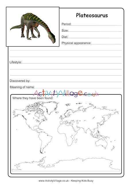 Plateosaurus worksheet