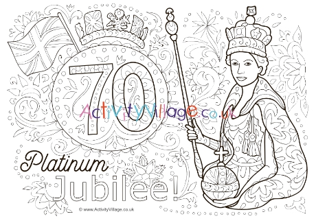 Platinum Jubilee Queen colouring page