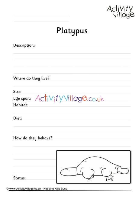 Platypus Worksheet