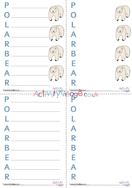 Polar Bear Acrostic Poem Printable