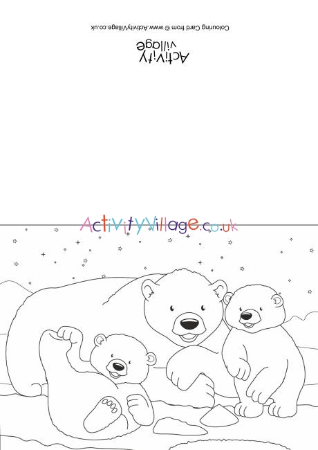Polar Bears Scene Colouring Card
