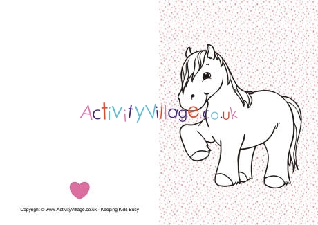 Pony heart colouring card