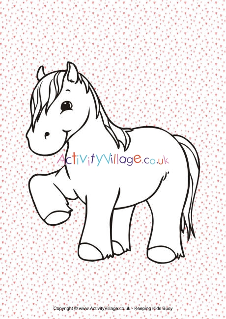 Pony heart colouring page